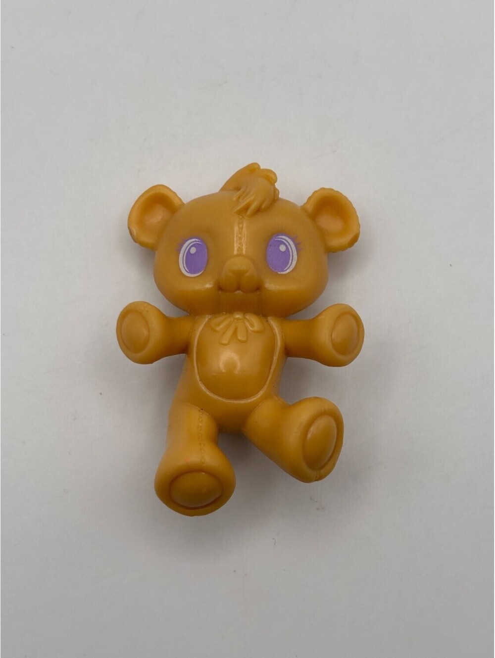 Tan Teddy Bear Mini Figure Purple Eyes Forelock Tuft